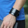 Modyle Fashion Wide Genuine Leather Bracelet Brown Black Wide Cuff Bracelets Bangles Vintage Punk Wristband Men Jewelry.