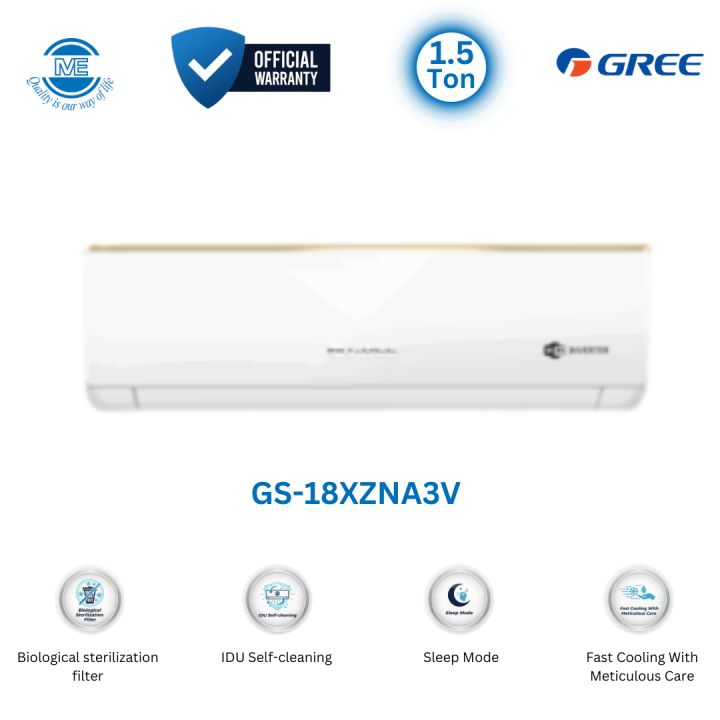 GREE 1.5 Ton Split Type Inverter-Zeno-Split Energy Saving, Self-Diagnosis & Auto Clean, Environmentally Friendly, Residential Air Conditioners | GS-18XZNA3V With Free Delivery and Official Warranty