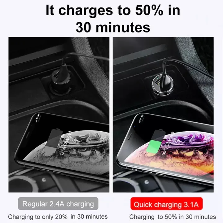 BASEUS%203.1A%20Dual%20USB%20Smart%20Extended%20Car%20Charger%20with%2080W%20Dual%20Ports%20Cigarette%20Lighter%20Socket%20-%20Image%203