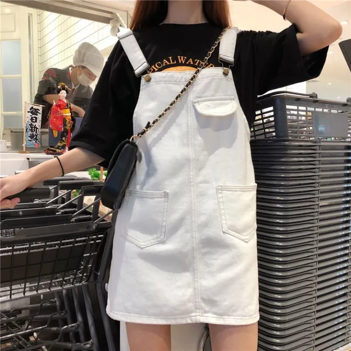 Summer%20Korean%20Style%20Large%20Size%20Loose%20Slimming%20Denim%20Suspender%20Skirt%20Women's%20Small%20All-Matching%20Youthful-Looking%20Suspenders%20Jumpsuit%20Short%20Skirt%20Fashion%20-%20Image%204