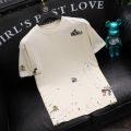 Top Embroidery Man Tee Shirts Katoen T Shirt for Men Heather Print Green Watercolor Korean Clothing Funny Stylish Xl Cool Kpop S.