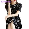 Casual Dress Floral Print Round Neck Nightdress for Women Comfortable Knee Length Homewear Midi Dress with Short Sleeves Casual Lady Nightgown for Women Cotton Silk Dress.