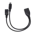 ph 2 In 1 Micro Usb Otg Data  Cable Host Power Y Splitter Can Be Externally Powered For Mobile Phone Tablet Compatible For Android Windows. 