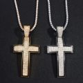 Punk Luxury Rhinestone Big Cross Pendant Cuban Necklace For Women Hip Hop Iced Out Cuban Link Chain Necklace Rapper Men Jewelry.
