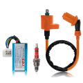 Performance Racing Ignition Coil CDI Box Spark Plug Kit for 50Cc- 160Cc Pit Dirt Bike for XR 50 CRF 50 Elite 80. 