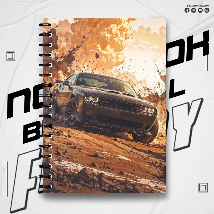 Notebook Action Racing Car Vintage Theme Astonished Design Rise360 ...