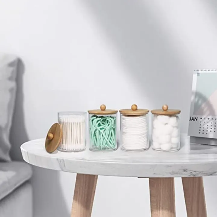 4%20Pack%20Qtip%20Holder,%2010-Ounce%20Bathroom%20Organizer%20Accessories%20Storage%20Containers%20Clear%20Plastic%20Apothecary%20Jars%20with%20Bamboo%20Lids%20for%20Cotton%20Ball,%20Cotton%20Swab,%20Floss%20-%20Image%208
