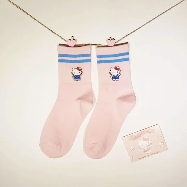 5pairs%20Sanrio%20Cartoon%20Socks%20Ladies%20Hello%20kitty%20Combed%20Cotton%20Mid-tube%20Stockings%20Melody%20Cute%20Puppy%20Girls%20Stockings%20-%20Image%204
