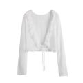 Lace Ruffle Shirt Y2Y Korean Summer Cardigan Sunscreen Women Casual Fashion Long Sleeves Short Shirts Sun Protection Clothing. 