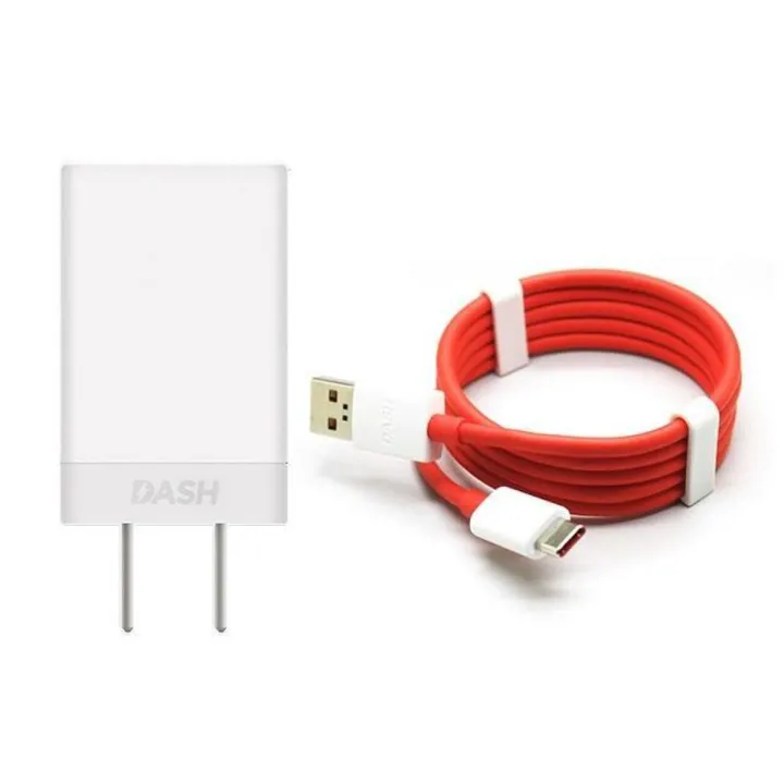Dash Charger Oneplus 1+ 3 3T 5 5T with Type-C Cable - White and Red