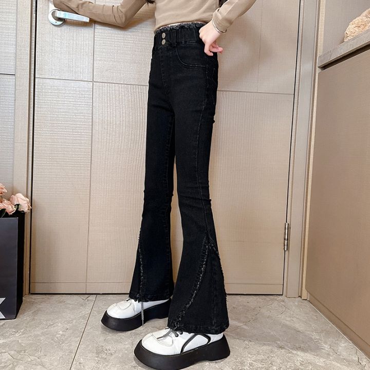 Girls'%20pants%20spring%20and%20autumn%202024%20new%20girls%20big%20kids%20slim%20net%20red%20foreign%20fashion%20children's%20spring%20denim%20flared%20pants%20-%20Image%203