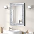 Full Length Mirror- 65 x 21.6 Crystal Crush Diamond Floor Mirror with Standing Silver Large Full Body Mirror.