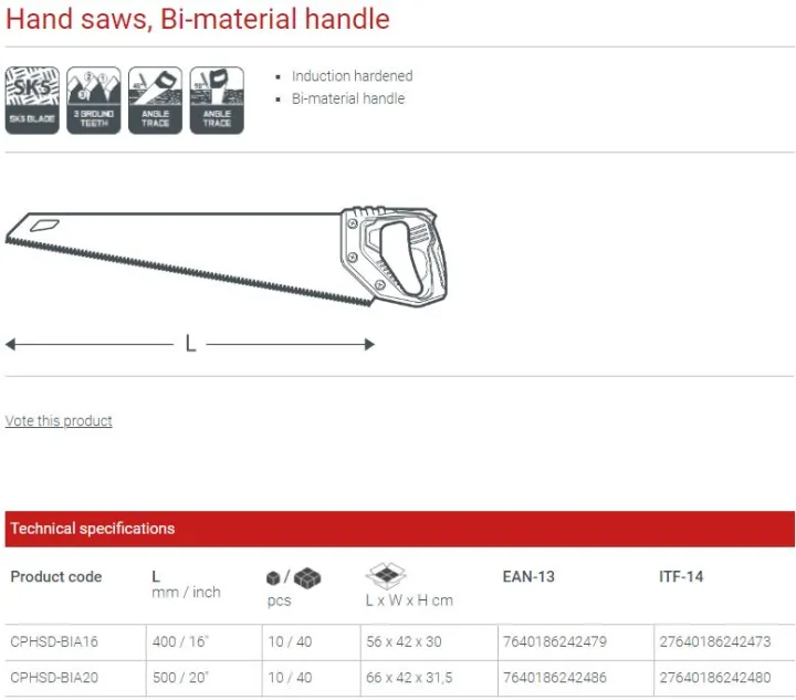 CROWN%2016"%20Hand%20Saw%20korat%20400mm%20CPHSD-BIA16%20-%20Image%203