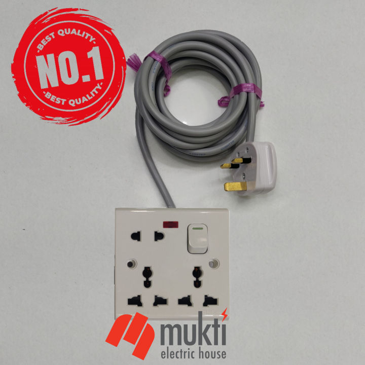 Homemade%20MultiPlug%20Custom%20Made%20OnePlus%208%20Pin%20One%20Gang%20Point%20Extension%20Socket%20with%20Switch%20BRB%2040/76%20Two%20Core%20Wire%201Gang%204076%20Multi%20Plug%20PVC%208Pin%20-%20Image%202