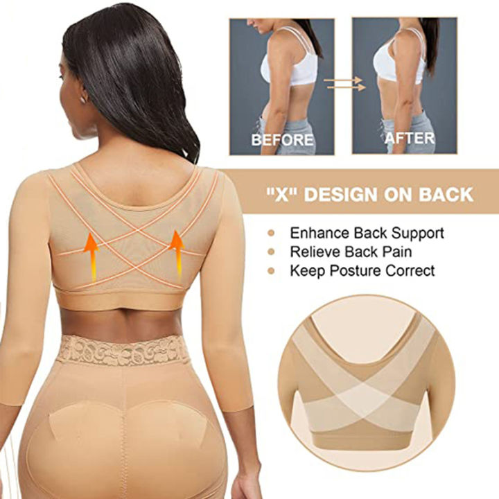 Womens%20Arm%20Shaper%20Post%20Surgery%20Arm%20Lipo%20Compression%20Sleeves%20Hooks%20Front%20Closure%20Shapewear%20Bra%20Posture%20Corrector%20-%20Image%202