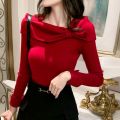 2023Red Dress for Women Fashionable Stylish Sweater Autumn and Winter Undershirt Butterfly Design Knitted New Year Clothes.