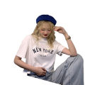 IELGY women's letter print short bottoming slim T-shirt.