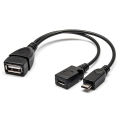 1Pc 20cm 2 In 1 Micro USB Host Power Y Splitter USB 2.0 Port Terminal Adapter OTG Cable. 
