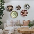 Nordic Rattan Grass Plate Wall Decoration Moroccan Style Straw with Hang Hook Background Living Room Wall Art Home Decor.