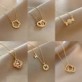 Luxury Non Tarnish 18K Gold Plated Crescent Fishtail Heart Pendant Women 316L Stainless Steel Necklace Jewelry.