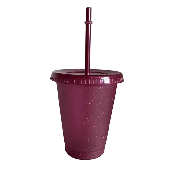 700ml 24oz Food Grade PP Plastic Glitter Cup Pure Color Straw Glitter Cups Reu Plastic Water Bottle Drinkware Supplies
