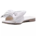 Cross-border 2020 new European and American summer square toe flat bottom straight bow solid color bow women's sandals in stock.
