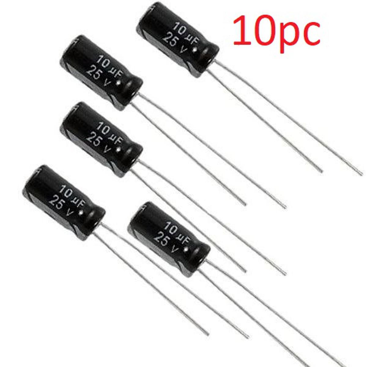 10pc Radial 10uF Electrolytic Capacitor 25V-s