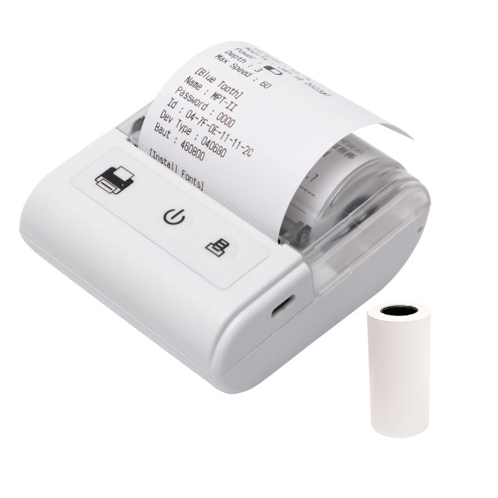 Portable Mini Thermal Receipt Printer USB & BT Connection 2 inches 57mm Wireless Printer High Speed with 1 Roll Paper Inside Compatible with iOS Android Windows for Restaurant Sales Retail Shop