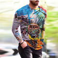 6XL Men's Clothing Fashion T-Shirts Autumn Long Sleeve Tie-dye Gradient Street Tee 3D Printing Oversized Clothing Male Tops. 