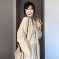 Loose lazy sweater jacket women 2024 new autumn and winter white knitted cardigan for outerwear medium to long style.