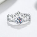 Platinum Plated Full Zircon Sparkling Wedding Crown Bridal Ring for Women Crown Micropaved Diamond Engagement Ring.