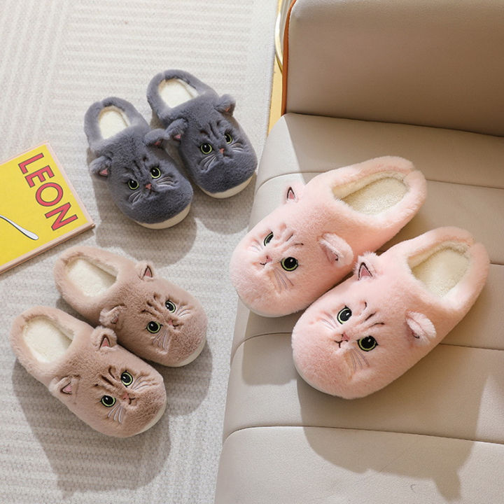 Autumn%20Winter%20Women%20Plush%20Slippers%20Indoor%20Fleece%20Warm%20Slippers%20Cute%20Cartoon%20Cat%20Soft%20Flat%20House%20Slipper%20Couple%20Home%20Cotton%20Shoes%20-%20Image%203