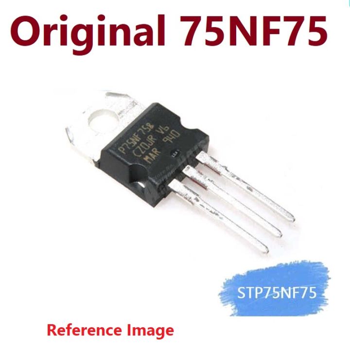 Original STP75NF75 Transistor 75NF75 MOSFET 80A 75V N-Channel TO-220 3 Pin Leads P75NF75 MOSFET Transistor Power Transistor