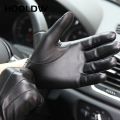 HOOLDW New Winter Gloves Men Women Black PU Leather Cashmere Warm Driving Gloves Mittens Touch Screen Waterproof Tactical Gloves. 