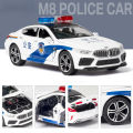 Scale 1/32 M8 Police Car Model Toy Metal Diecast with Pull Back 110 Simulation Vehicle Models Doors Openable Boy Collection Gift.