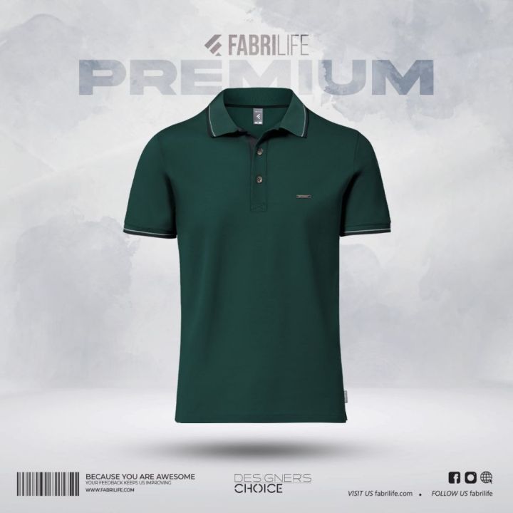 Fabrilife Premium Double PK Cotton Polo - Green