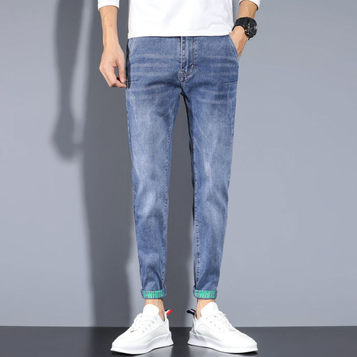 Spring%20and%20Autumn%20Jeans%20Men's%20Slim%20Fit%20Skinny2023New%20Printing%20Stylish%20Blue%20Men's%20Clothing%20Casual%20Ankle-Length%20Pants%20-%20Image%204