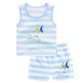 Baby Summer Pure Cotton Sleeveless Suit Baby Thin Vest Set Children Boys Little Boys Western Style Summer Sports. 