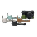 Palm Print PU Leather Camera Half Body Case For Sony A6400 A6300 A6000 Battery Opening Bottom Cover With Hand Strap. 
