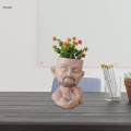 Pot Head Planter with Drainage Hole Craft Desktop Human Funny Face Flower Pot for Drawing Room Bedroom Indoor Cabinet Bookshelf. 