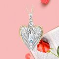 【beauty code store】1pc Gold Sliver Heart-shaped Design Angel Wings Sweater Chain Pendants Necklaces For Women Girl Gift.