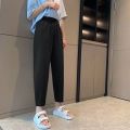 Extra Large Size 300 Jin Black Cropped Harem Pants Women's Summer Thin Loose Fat mm Slimming Casual Tappered Pants.