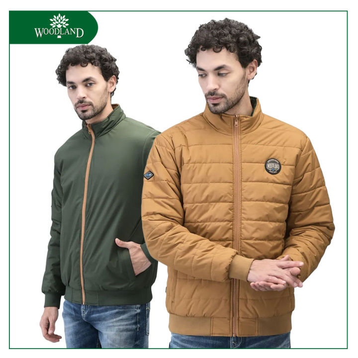 WOODLAND Men Olive/Mustrad Full Zipper Reversible Jacket
