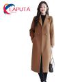 Winter Overcoat Solid Color Lapel Korean Style Autumn Coat. 