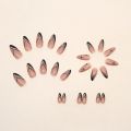 24Pcs/Box Almond Round False Nails Detachable Stiletto Nails Full Cover French Ballerina Women Girls Nail Tips Press Nails. 