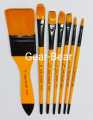 Black & Orange Combined 7 Pcs Keep Smiling Super Perform Artist Brush / Art Brush / Art Tuli Sets For Oil Colour / Water Colour / Acrylic Colour.