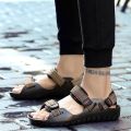 Fashion Shoes Men Black Sandals For Men Mesh Breathable Beach Shoes Flat Sandals Soft Sole Summer Sandals. 
