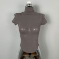 Sexy Hot Girl Skinny Slimming Big Chest Temperament Wild Turtleneck Short Sleeve T T-shirt Top Women's Clothing.