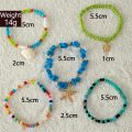Blue 5pc/set Starfish Shell Ocean Conch Party Girls Casual Cute Trendy Bead Bohemia Bracelets For Women Bracelets Female Jewelry.