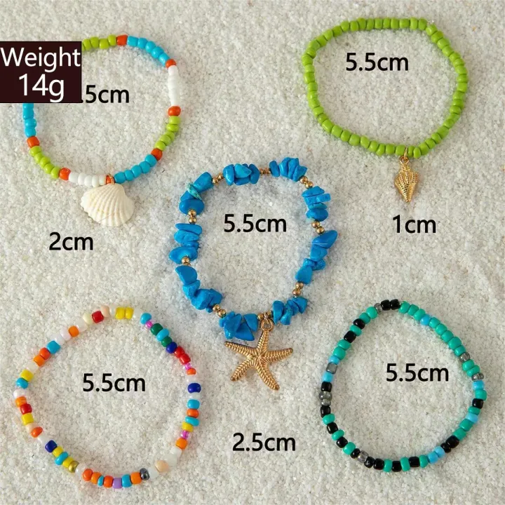 Blue%205pc/set%20Starfish%20Shell%20Ocean%20Conch%20Party%20Girls%20Casual%20Cute%20Trendy%20Bead%20Bohemia%20Bracelets%20For%20Women%20Bracelets%20Female%20Jewelry%20-%20Image%205